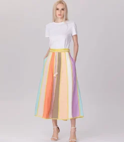 Smart & Joy Brede strepen trapezerok multicolor Online