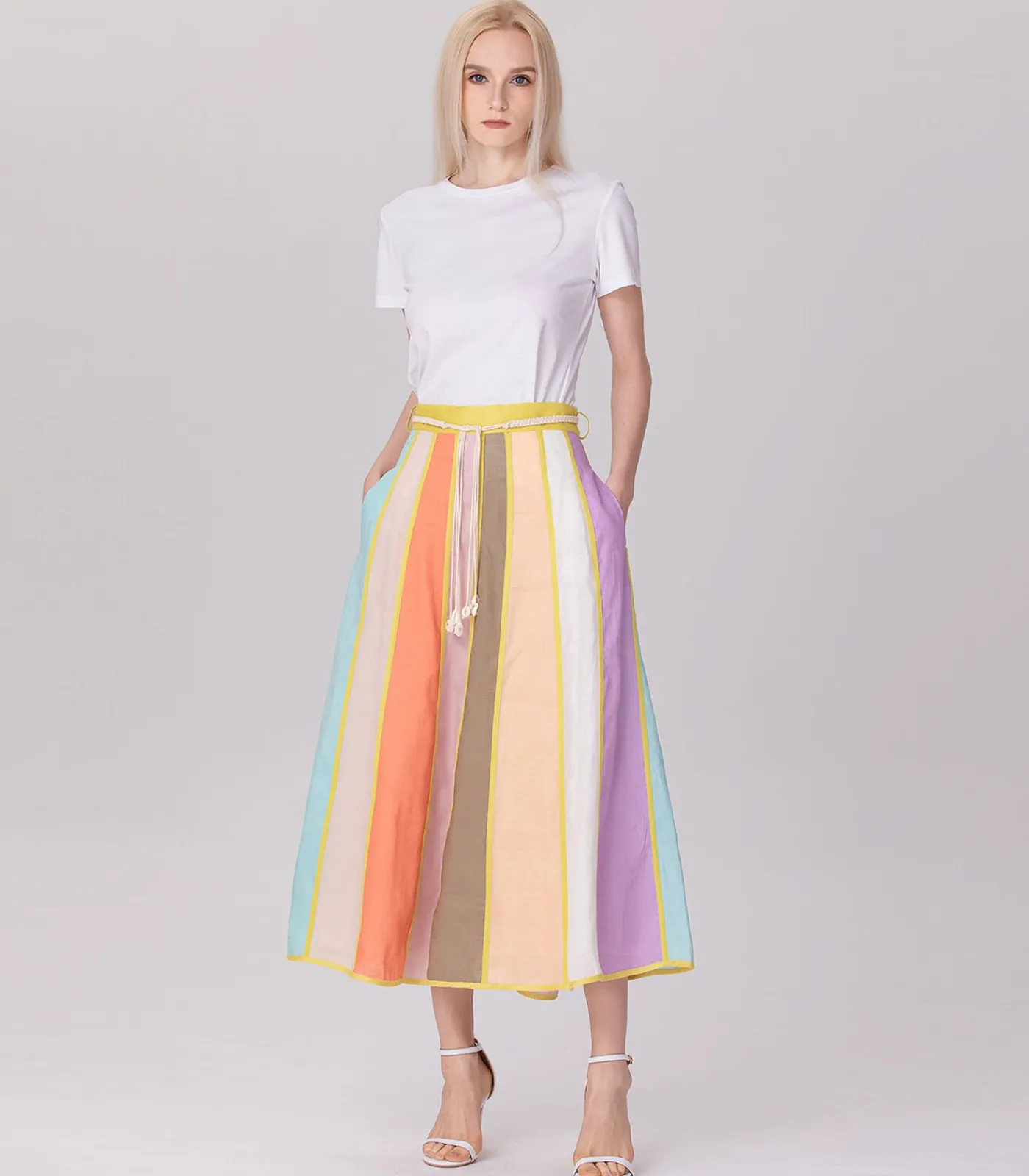 Smart & Joy Brede strepen trapezerok multicolor Online