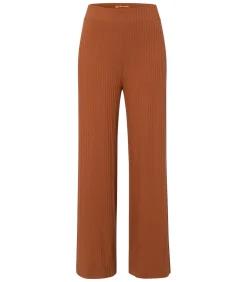 Les Lunes Broek “MICHELLE Rib Wide Leg” lightBrown New