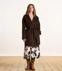 La Fée Maraboutée Bruine 3/4 jas met wollen capuchon brown New