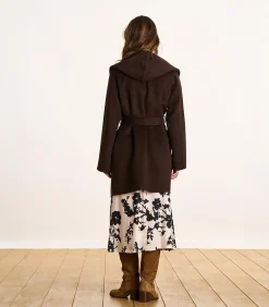 La Fée Maraboutée Bruine 3/4 jas met wollen capuchon brown New