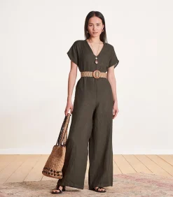 La Fée Maraboutée Bruine elastische riem met grote houten gesp brown New