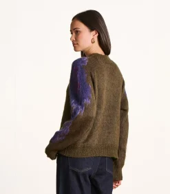 La Fée Maraboutée Bruine jacquard pull met lange mouwen en ronde hals brown Best