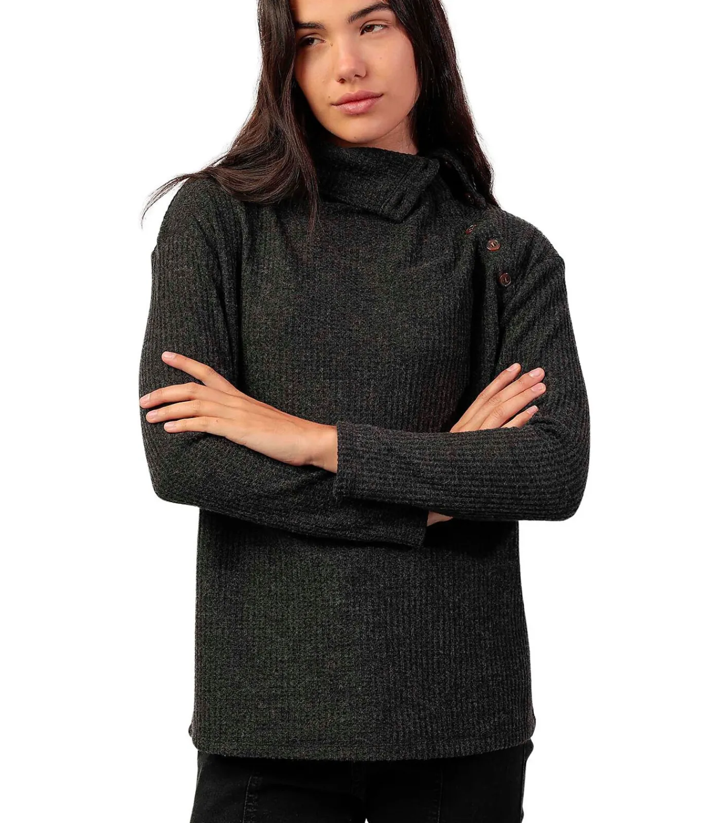 ADMAS Button-down top met lange mouwen Neck Buttons gray Discount