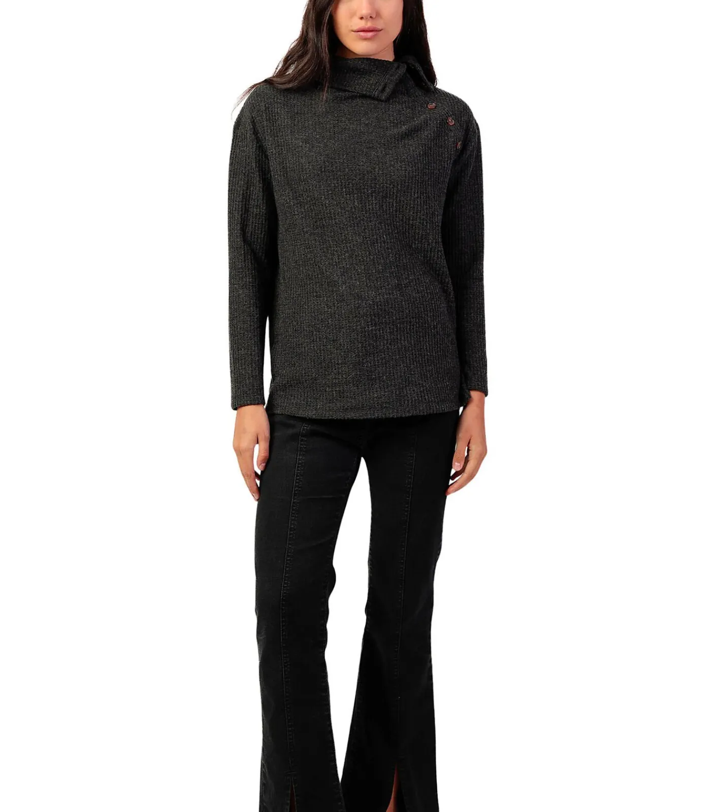 ADMAS Button-down top met lange mouwen Neck Buttons gray Discount