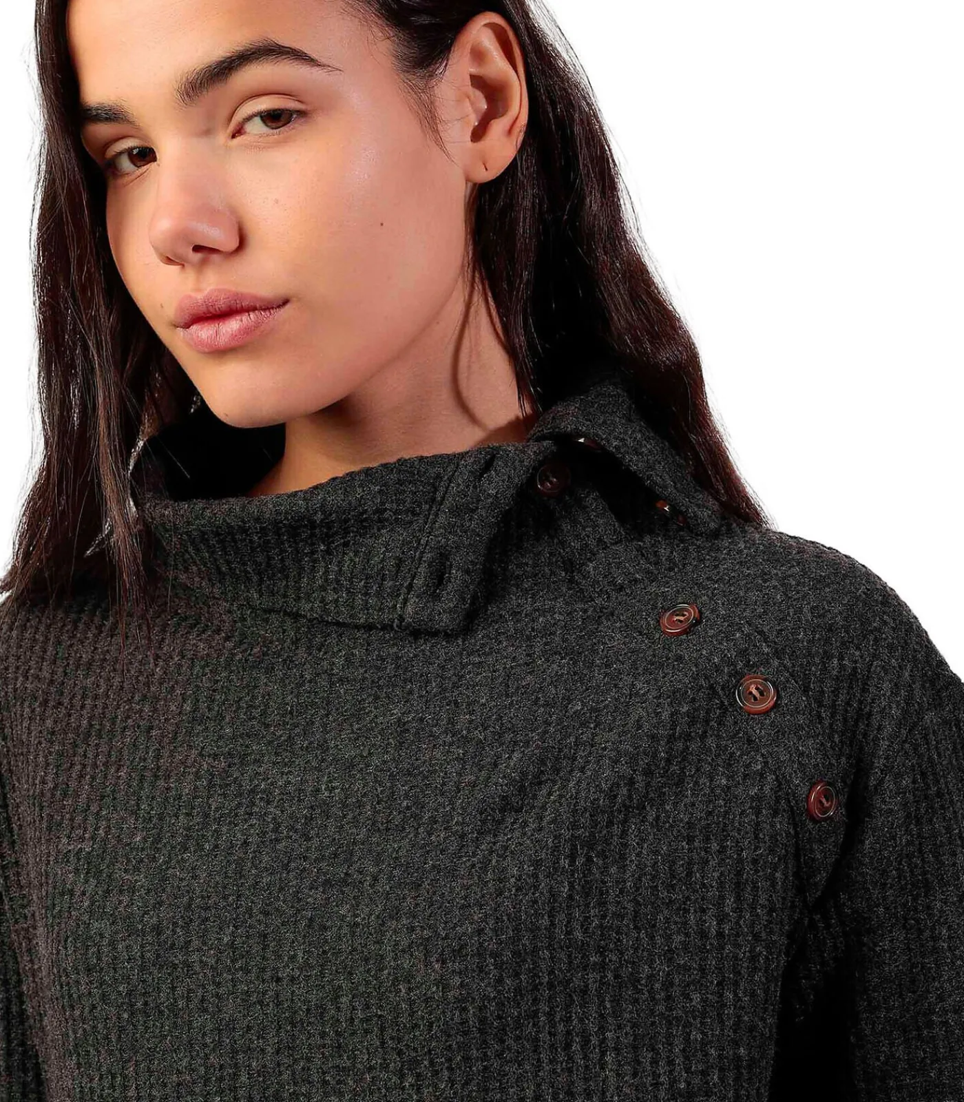 ADMAS Button-down top met lange mouwen Neck Buttons gray Discount