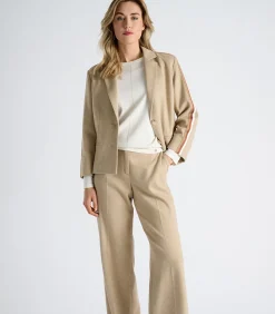 Marie Méro Camel broek met rechte pijpen en rekker achteraan de taille beige