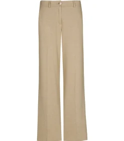 Marie Méro Camel broek met rechte pijpen en rekker achteraan de taille beige