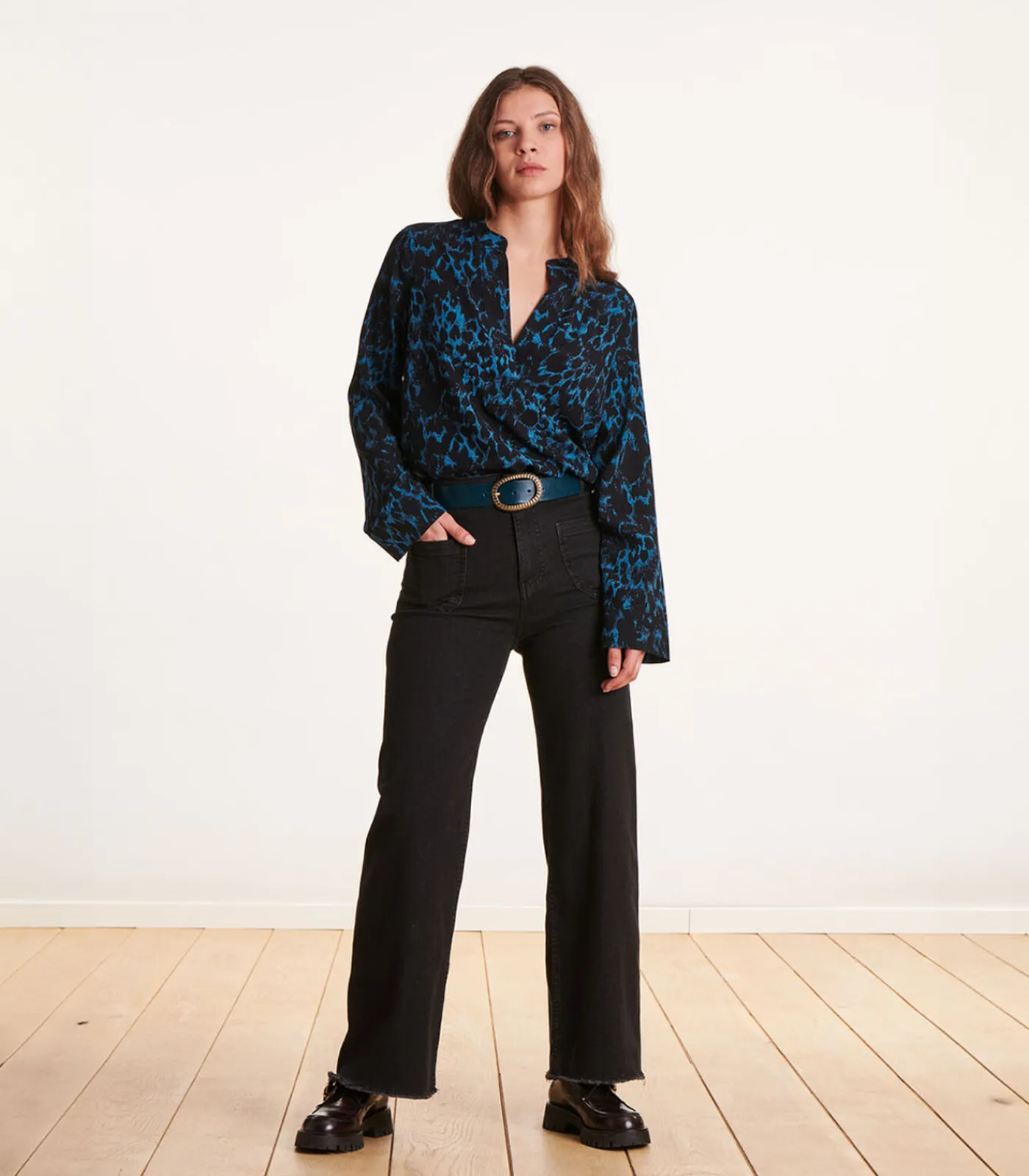 La Fée Maraboutée Camel riem met slangengesp petrolBlue Clearance