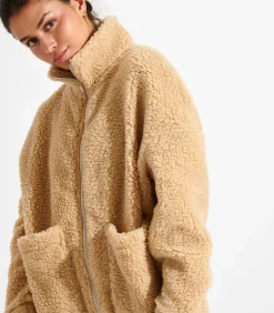 Banana Moon kleurig bouclé fleecejack CARNIGHT SAIKO camel Online