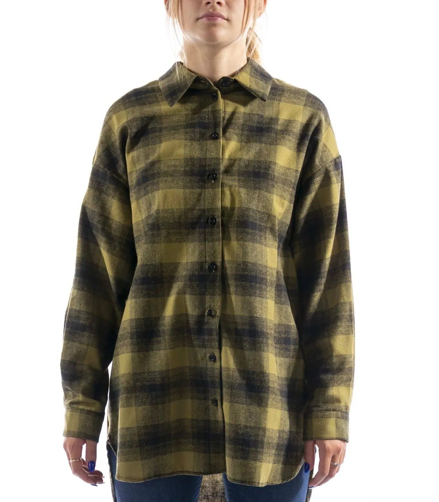 Kontatto Camicia Over Check Frange Verde green Online
