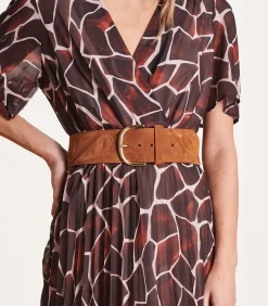 La Fée Maraboutée Cognac leren brede riem orange Online