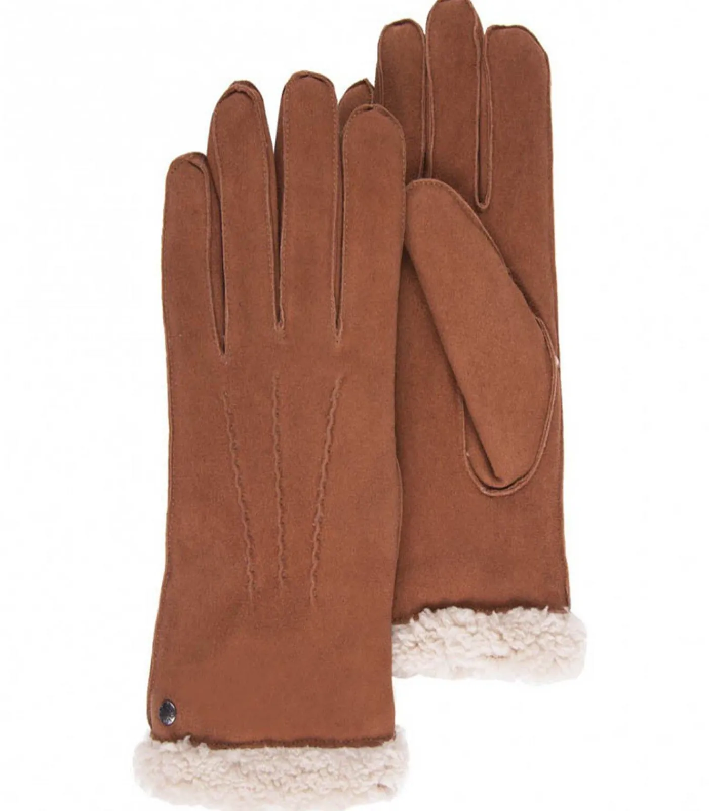 ISOTONER Cognac suède leren handschoenen voor dames brown
