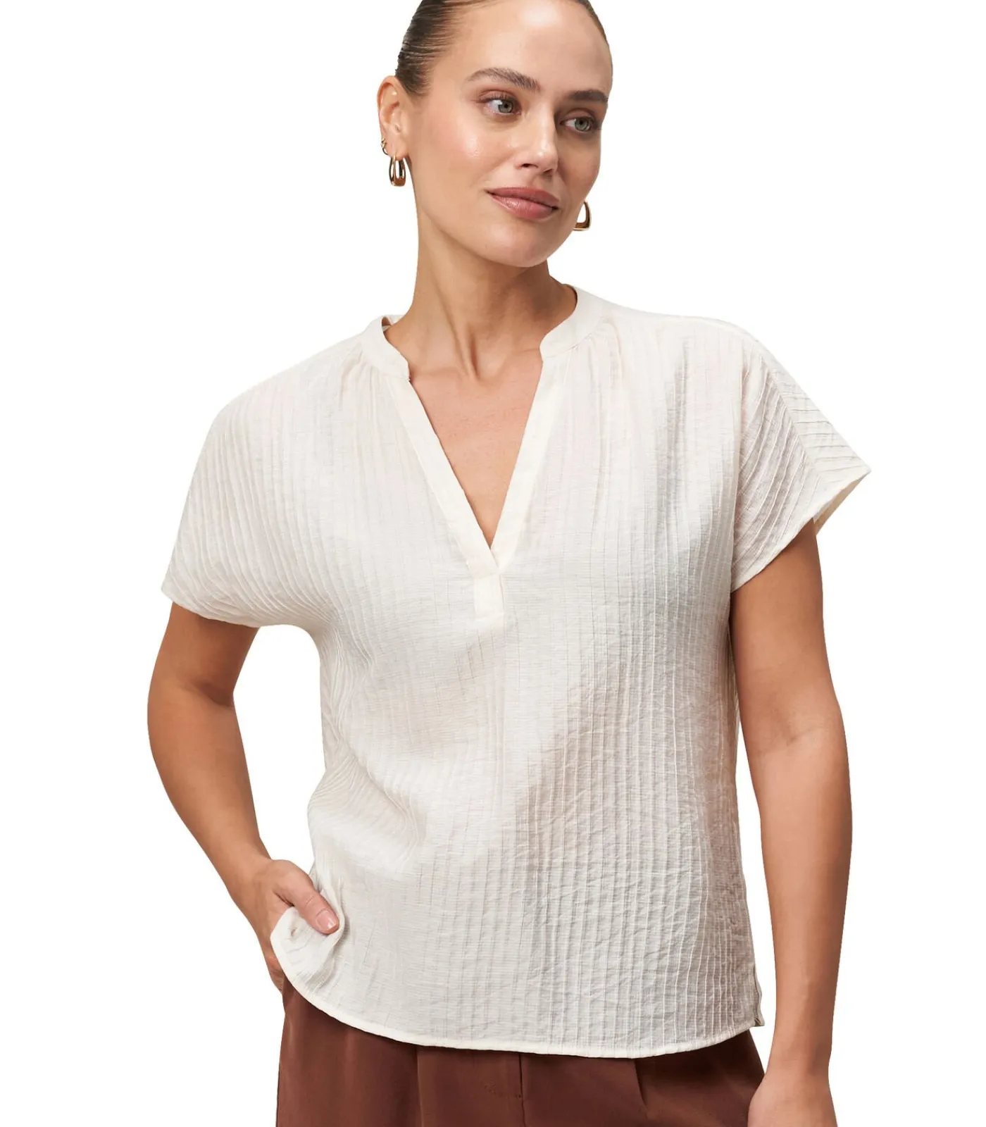 Zero Crinkle-Bluse ivory Sale
