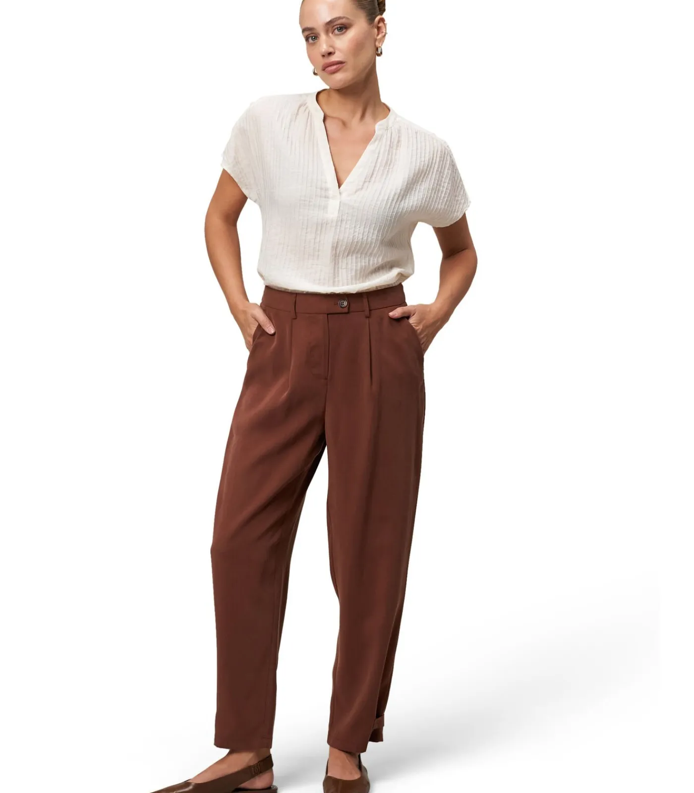Zero Crinkle-Bluse ivory Sale
