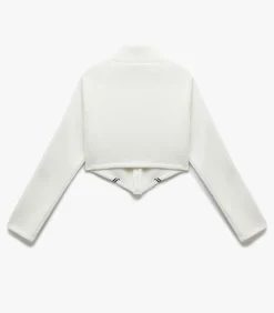 Koton Crop Sweatshirt Met Rits en Streepdetails white Discount