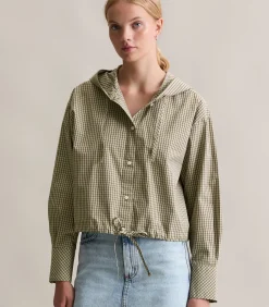Marc O’Polo DENIM Cropped blouse met capuchon darkGreen Discount