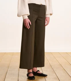 La Fée Maraboutée Cropped broek van milano jersey in bruin met elastische taille brown Best