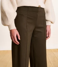 La Fée Maraboutée Cropped broek van milano jersey in bruin met elastische taille brown Best