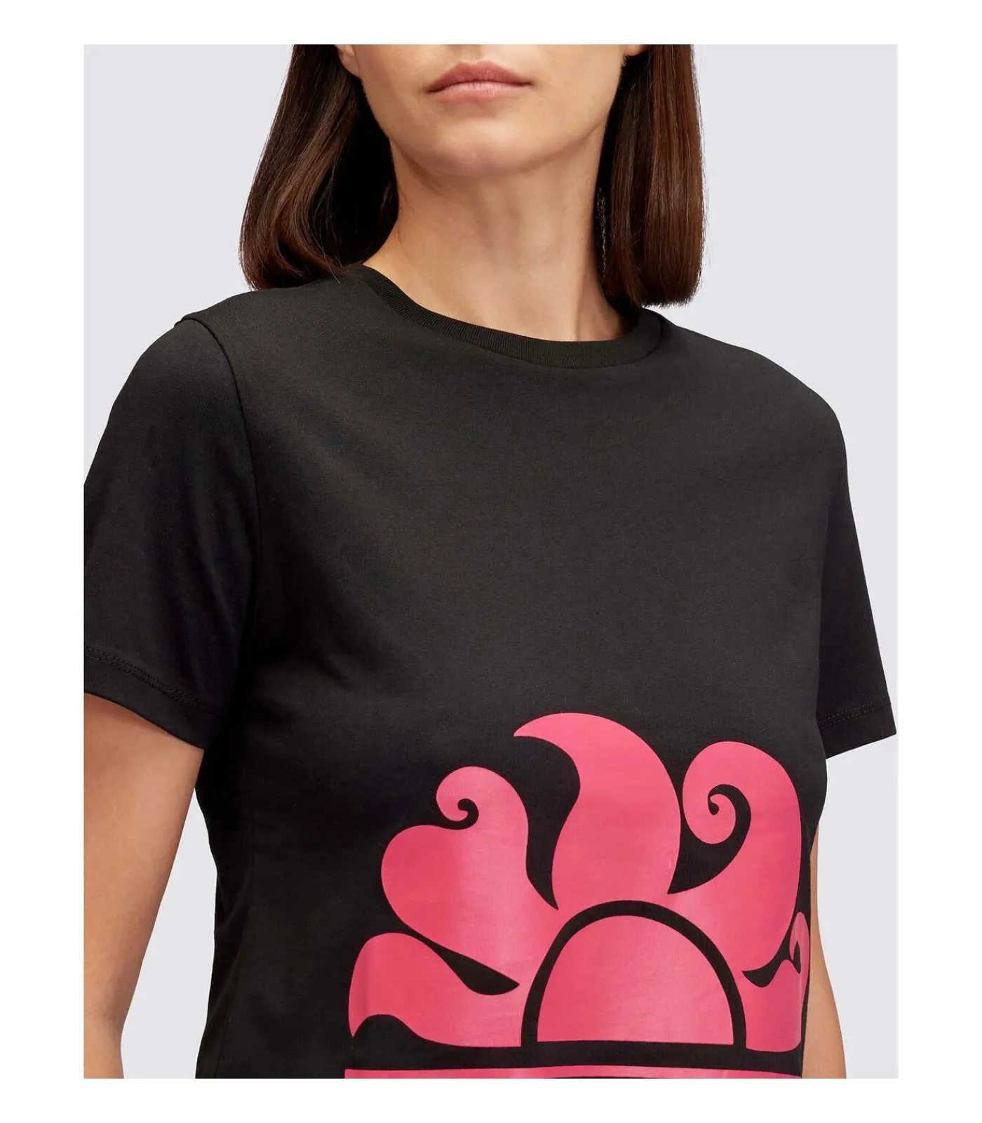 SUNDEK Cropped T-Shirt With Maxi Logo Print black Clearance