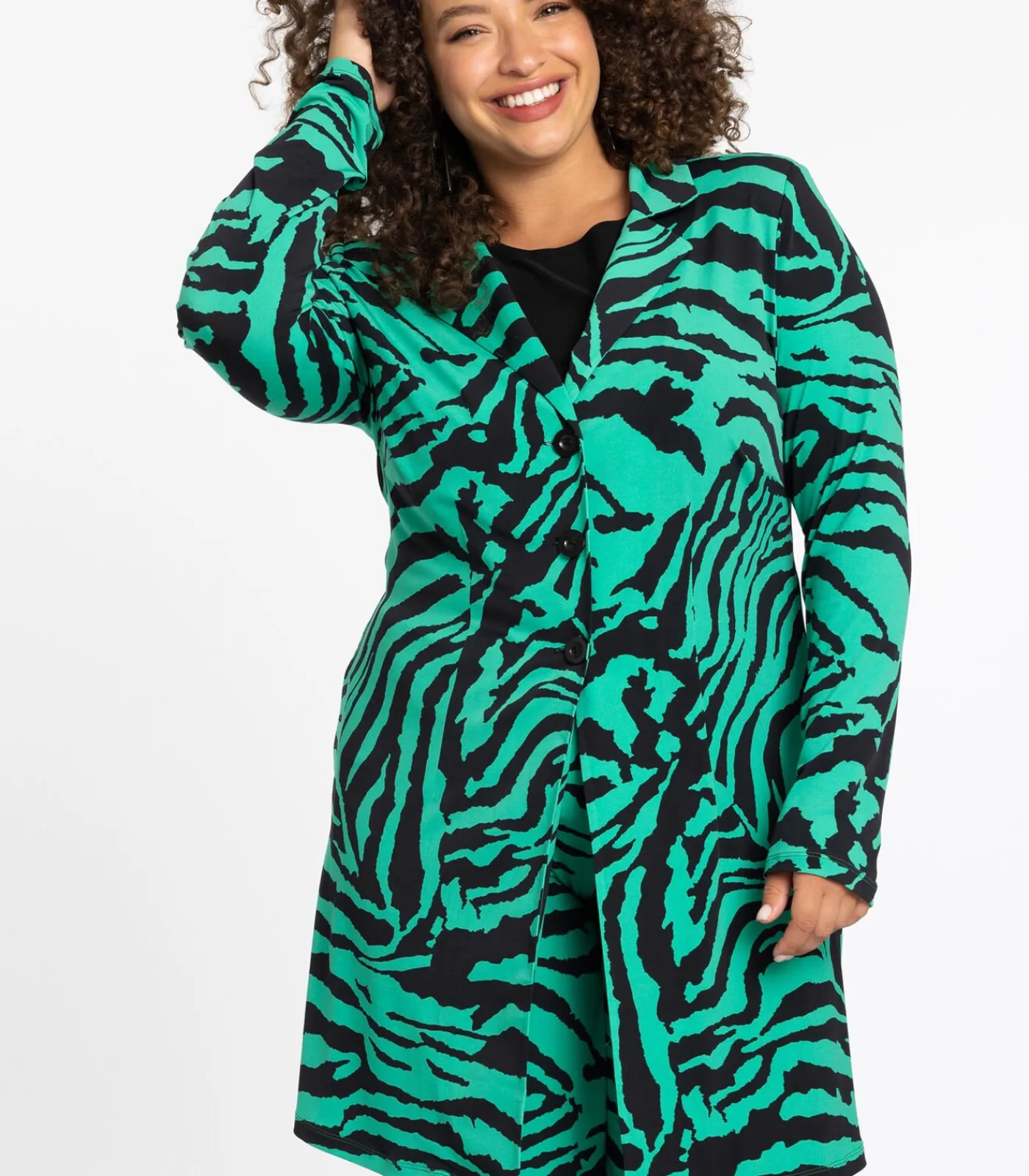 YOEK Dames Blazer met dierenprint green Discount