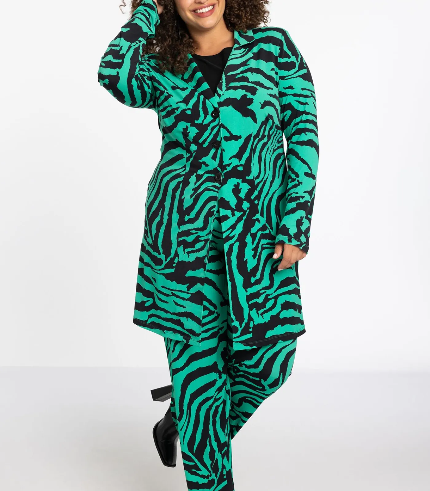 YOEK Dames Blazer met dierenprint green Discount