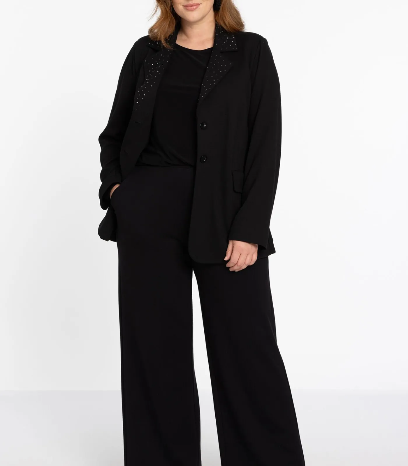 YOEK Dames Blazer met strass knopen black Best