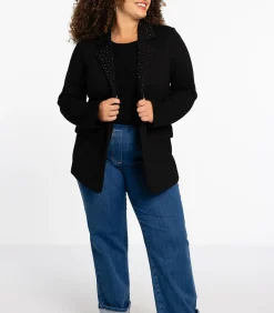 YOEK Dames Blazer met strass knopen black Best