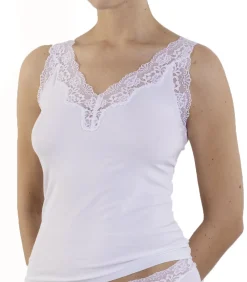 Nina from C. Dames hemd kant Modal - brede bandjes - Dames onderhemd - Singlet white