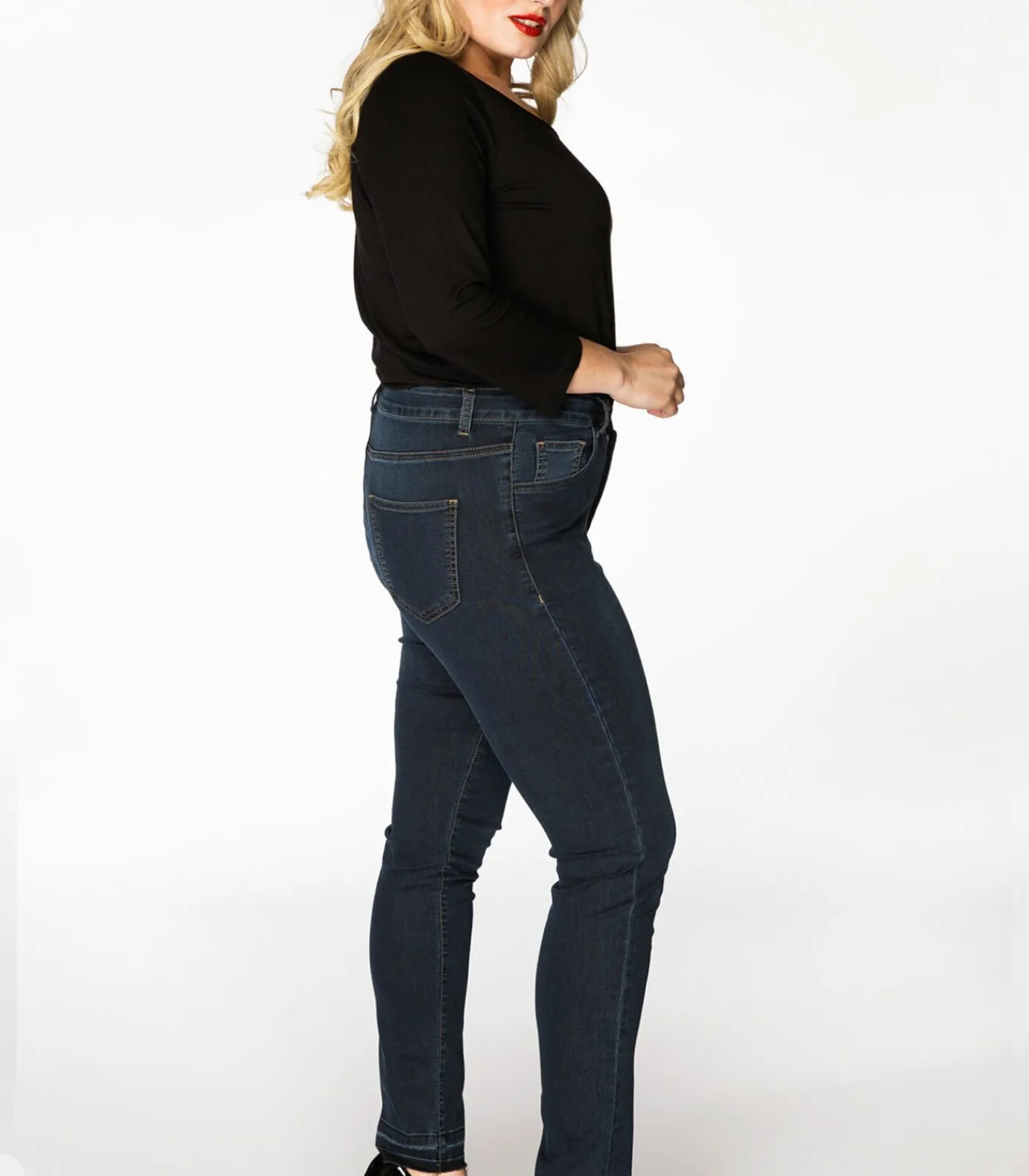 YOEK Dames Jeans jeans high waist darkBlue Outlet