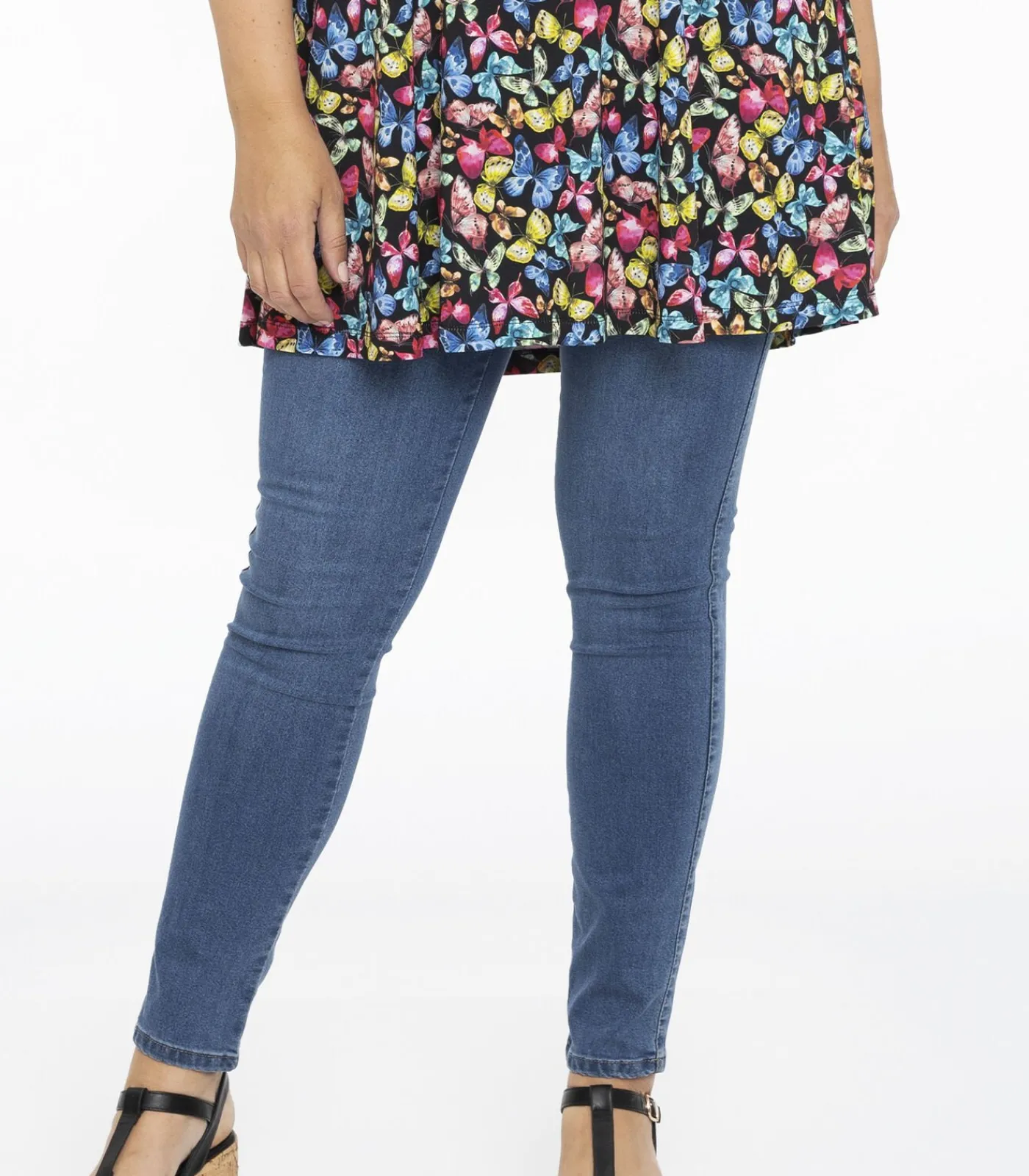 YOEK Dames Jeans met een elastieken tailleband blueJeans Clearance