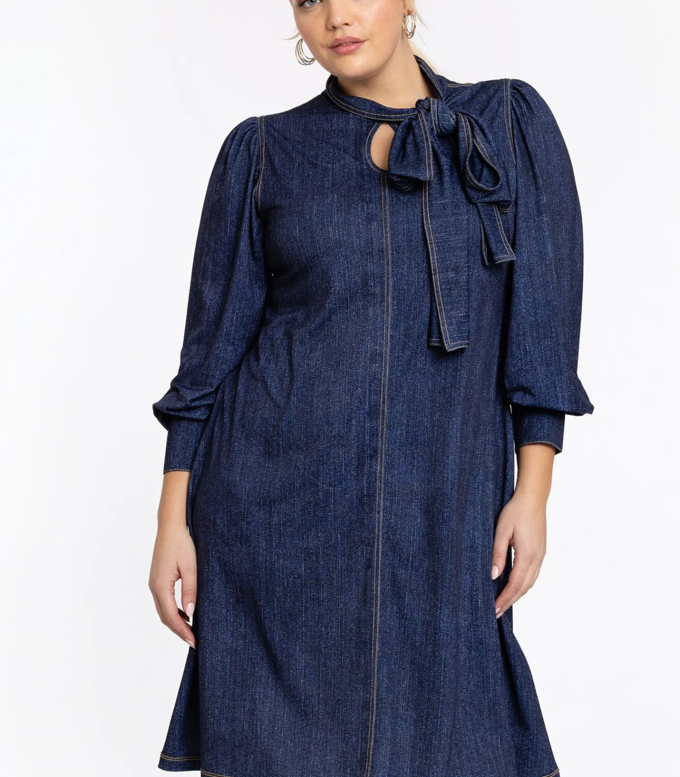 YOEK Dames Jurk met strik blue Clearance