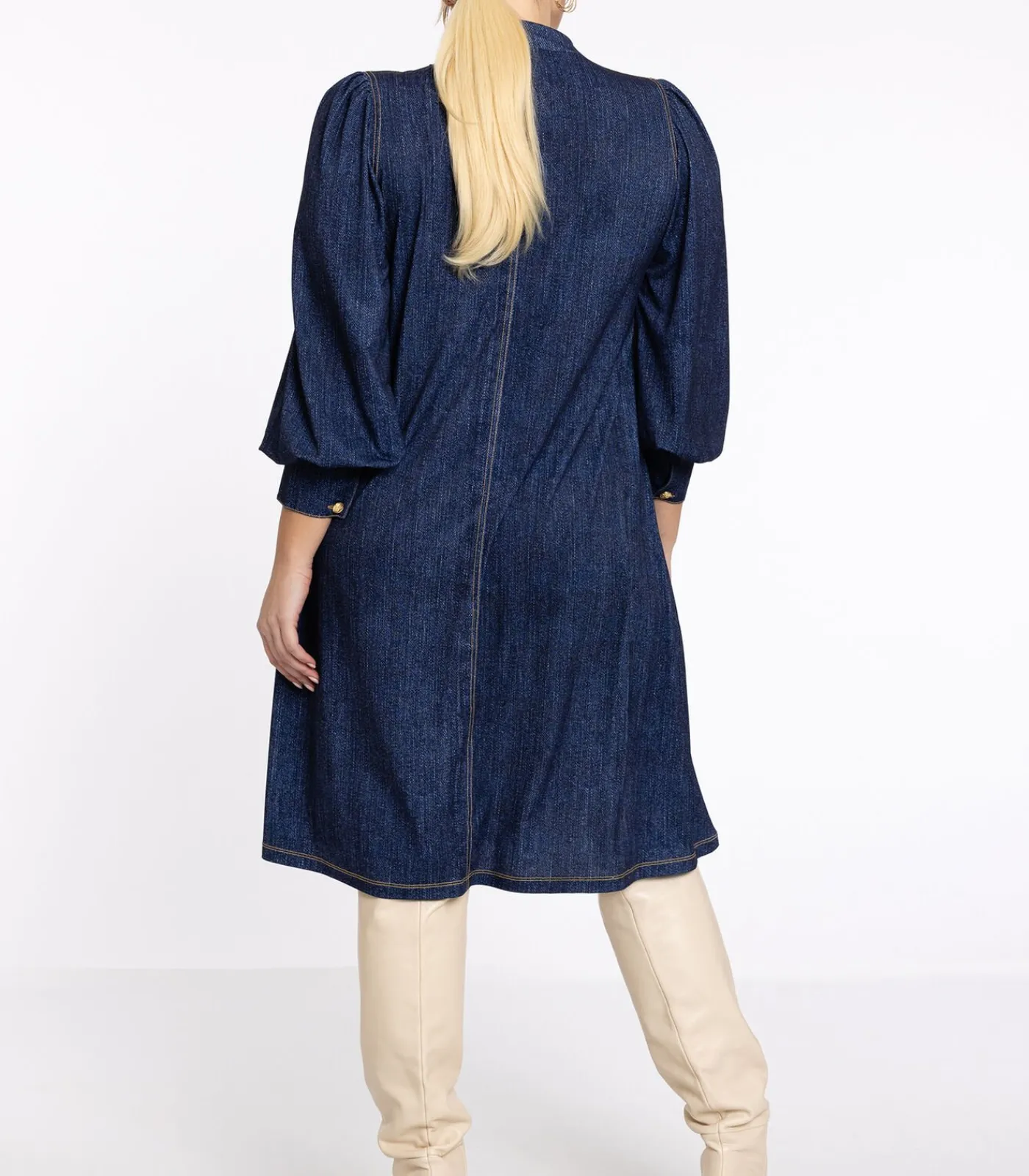 YOEK Dames Jurk met strik blue Clearance