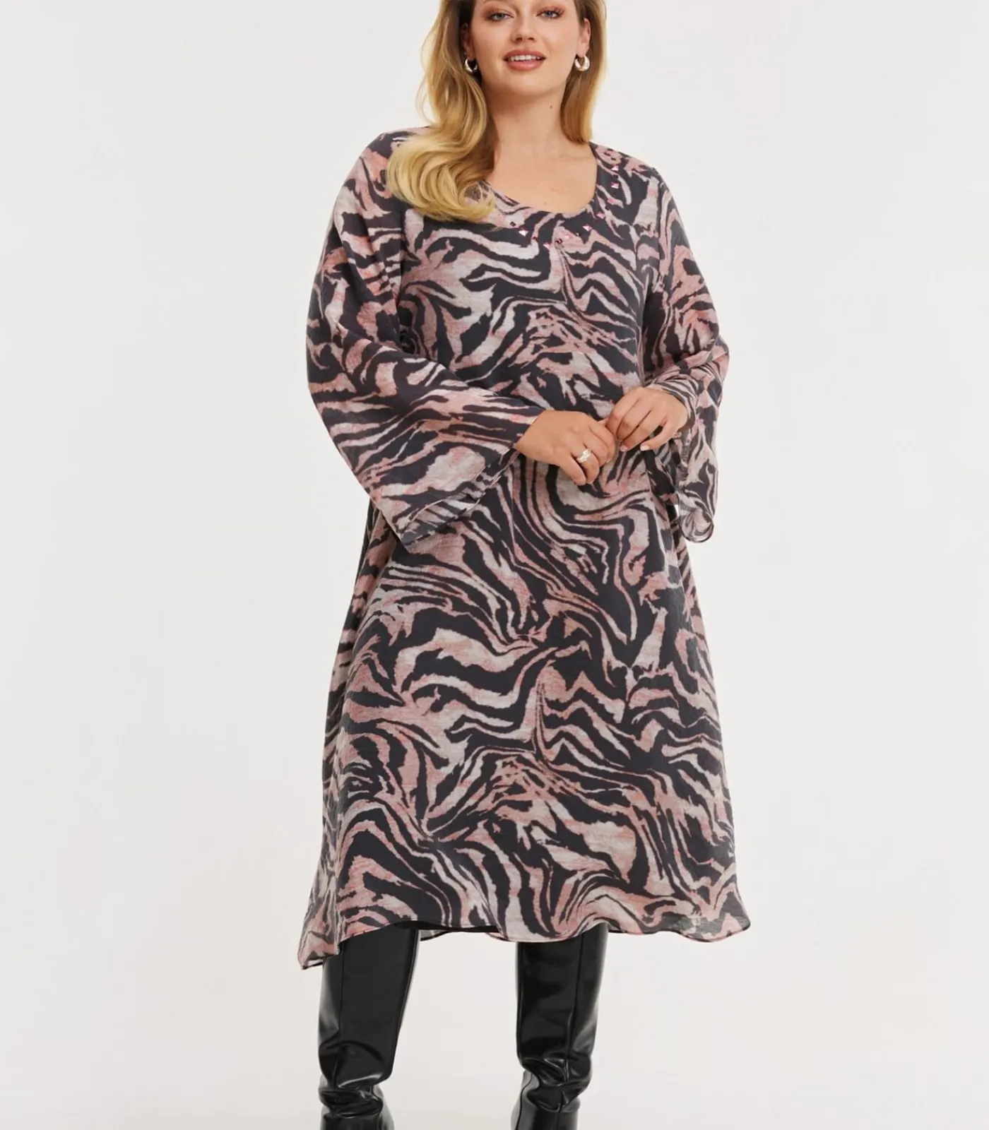 YOEK Dames Jurk print black Outlet