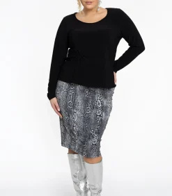 YOEK Dames Kokerrok met slangenprint gray New