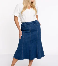 YOEK Dames Rok Spijker look Indigo Best