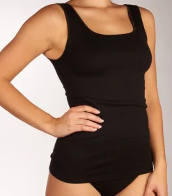 Ten Cate Dames singlet / Hemd - 32286 - Biologisch katoenen onderhemd - Brede bandjes - Wit - Zwart - Huidskleur black Online