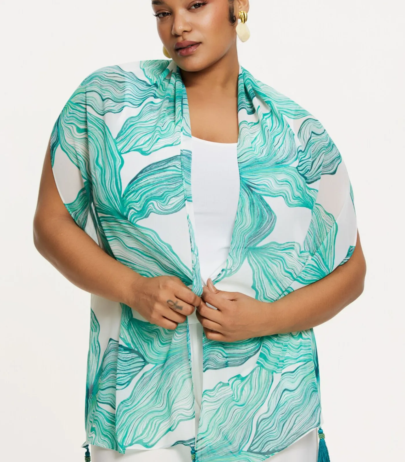YOEK Dames Sjaal print turquoise