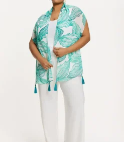 YOEK Dames Sjaal print turquoise