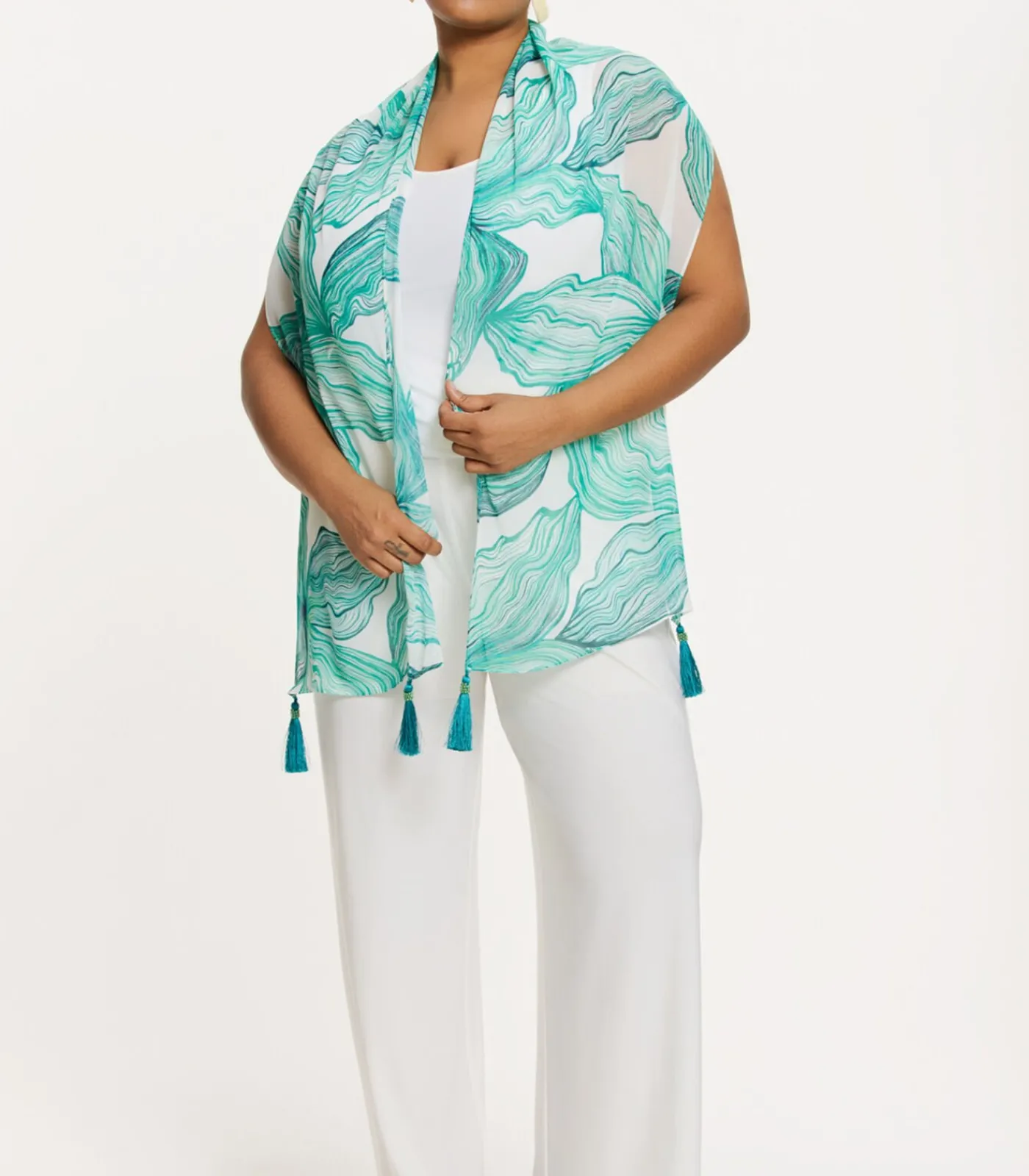 YOEK Dames Sjaal print turquoise
