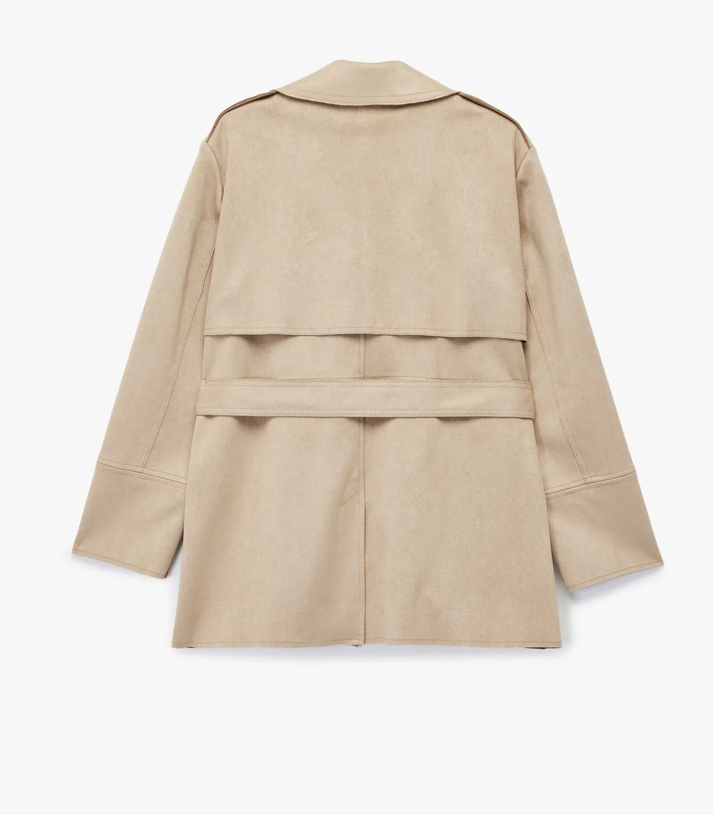 Koton Dames Trenchcoat Kunstsuède Lang Ceintuur beige Online