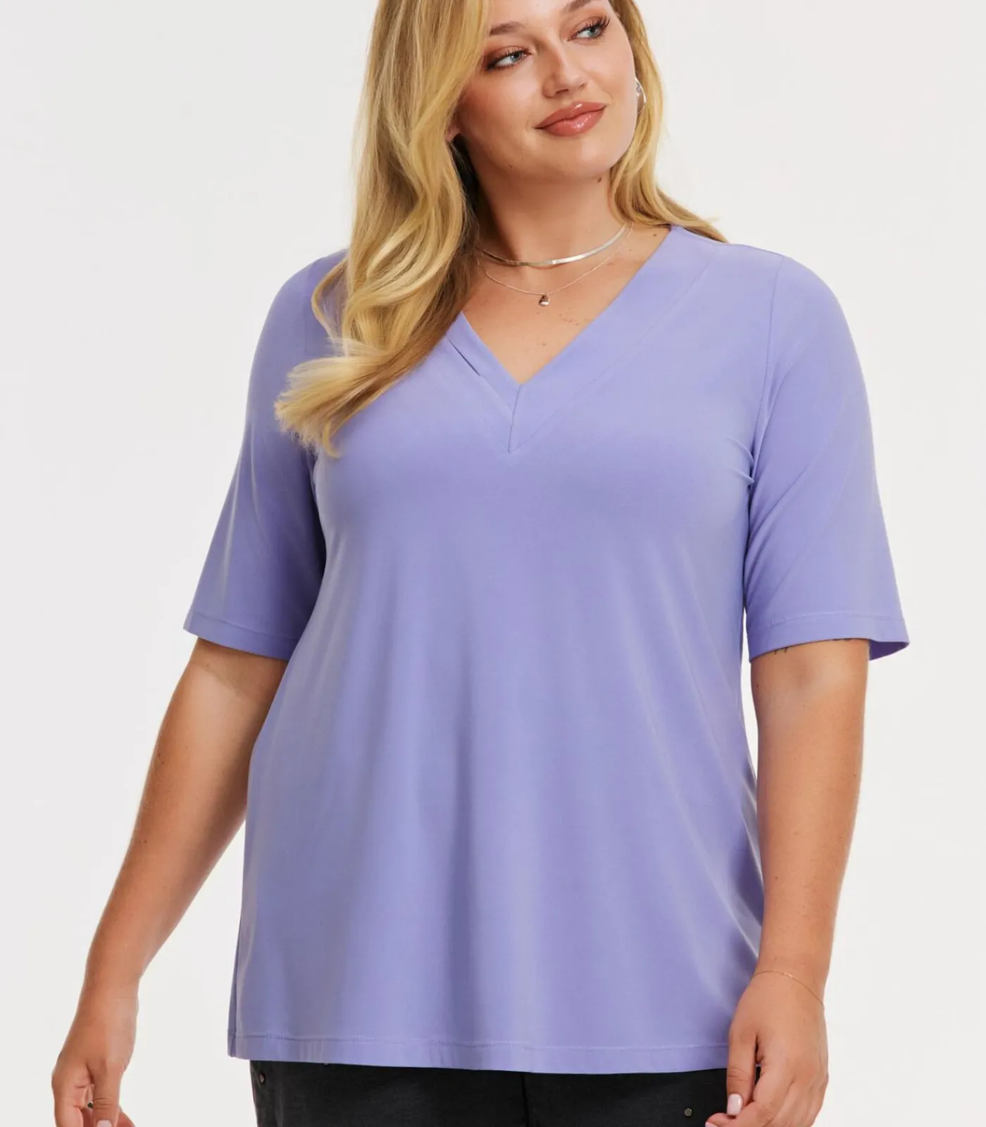 YOEK Dames T-shirt met v-hals lilac Clearance