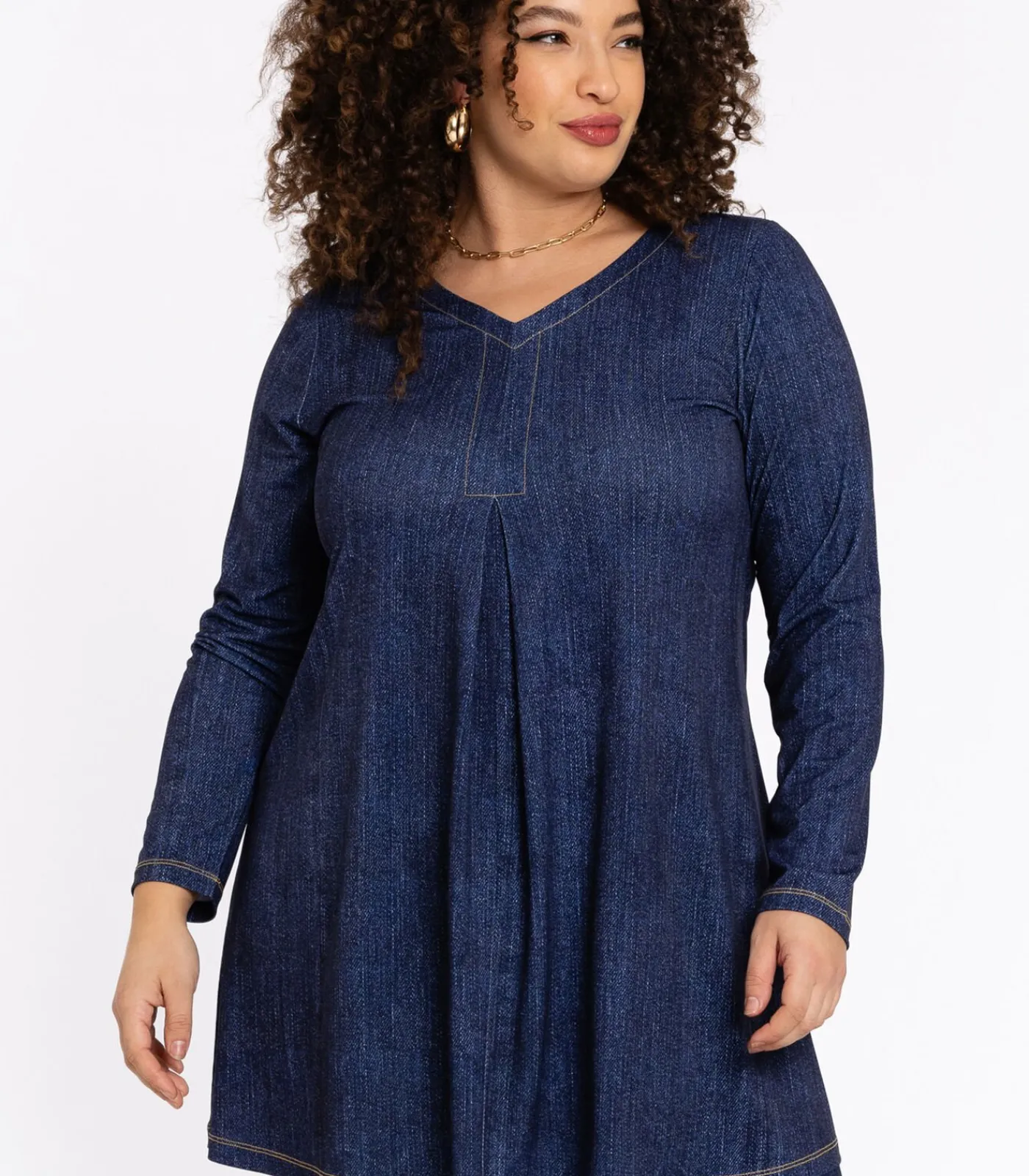 YOEK Dames Tuniek wijde pasvorm blue Online