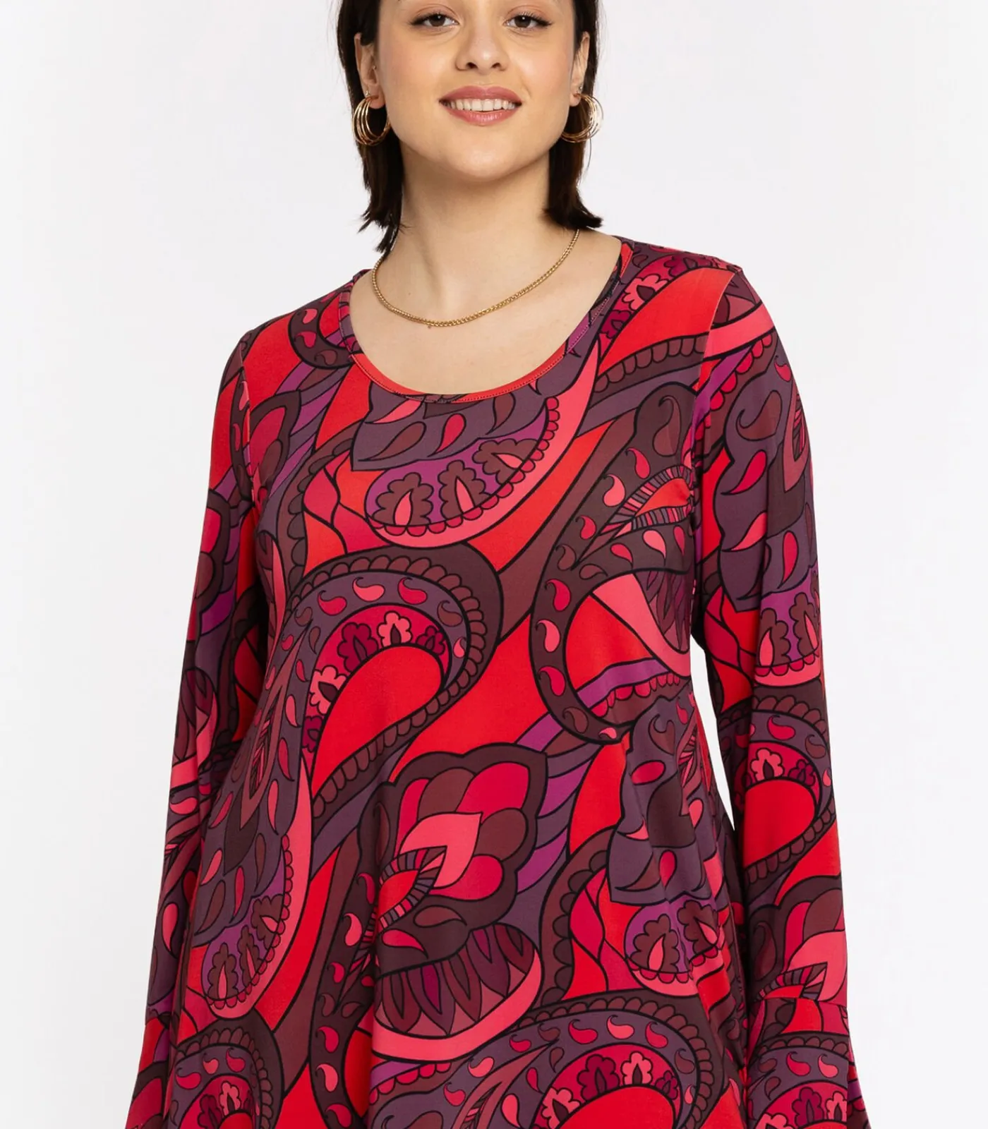 YOEK Dames Tuniek wijde pasvorm red Sale