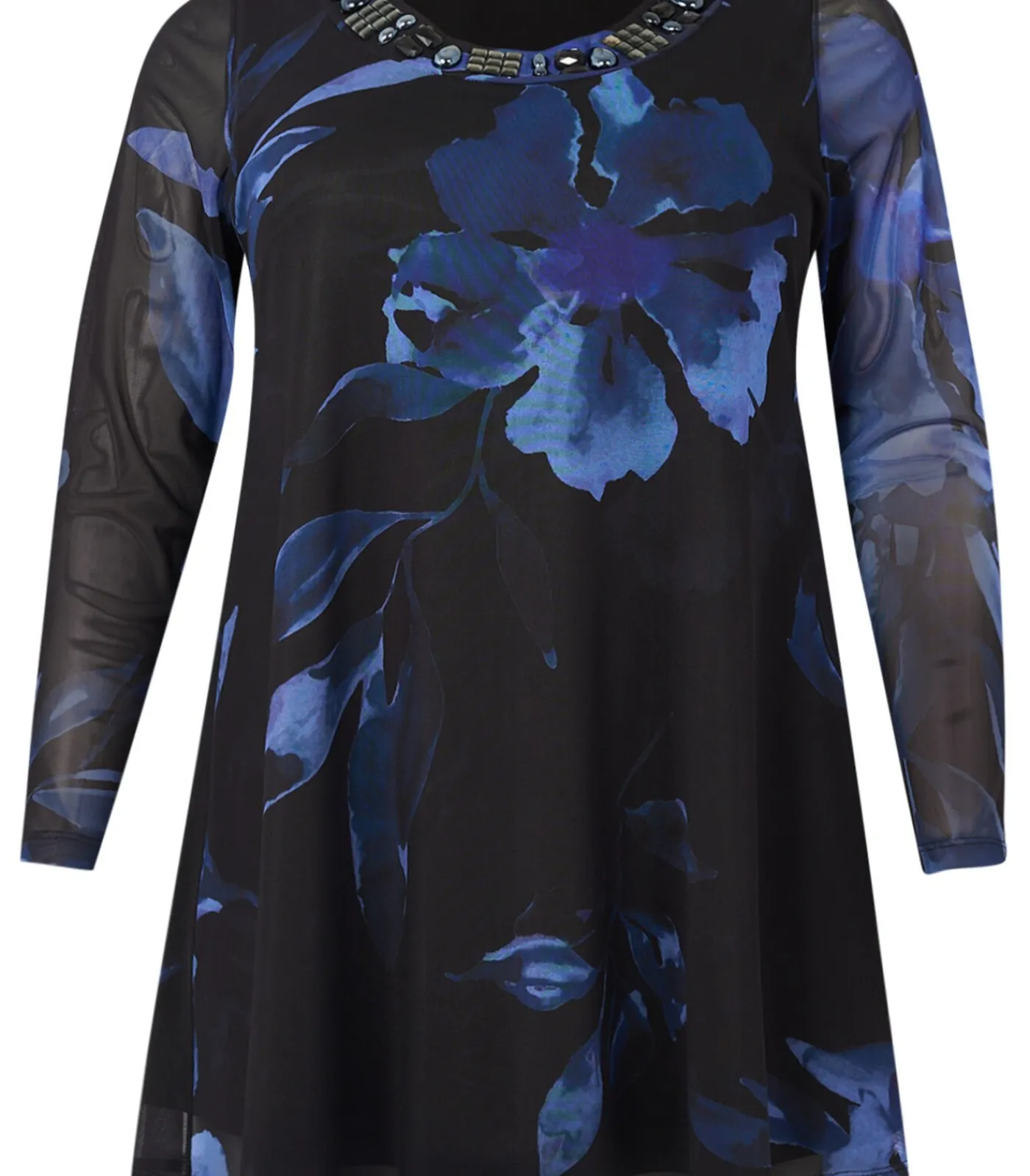 YOEK Dames Tuniek wijde pasvorm blue New