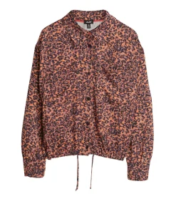 J&JOY Damesblouse met luipaardprint en zakken multicolor Clearance