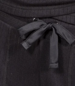 ISOTONER Damesbroek in ribgebreide wijde pijpen Zwart black New