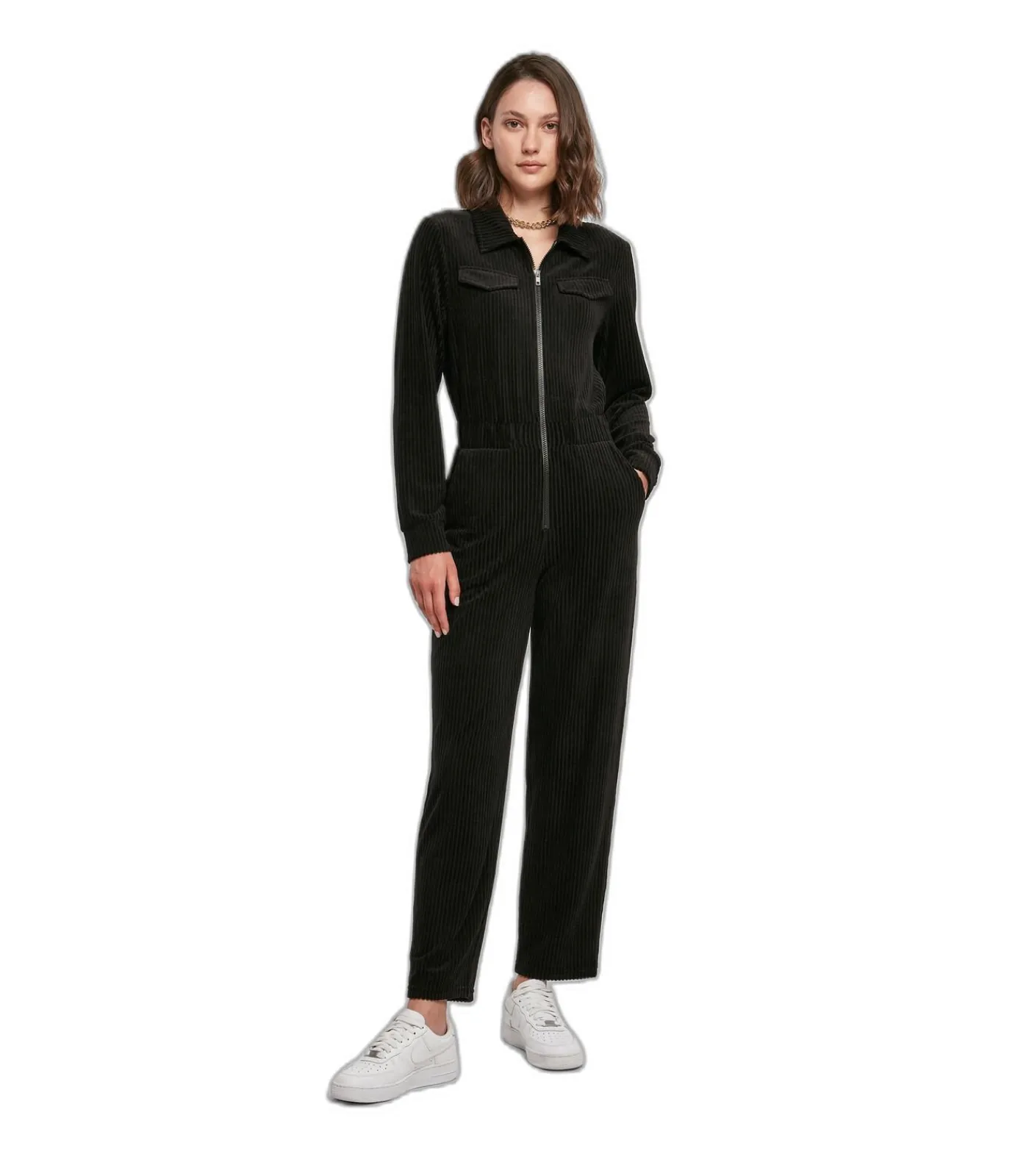Urban Classics Damesjumpsuit in corduroy GT black