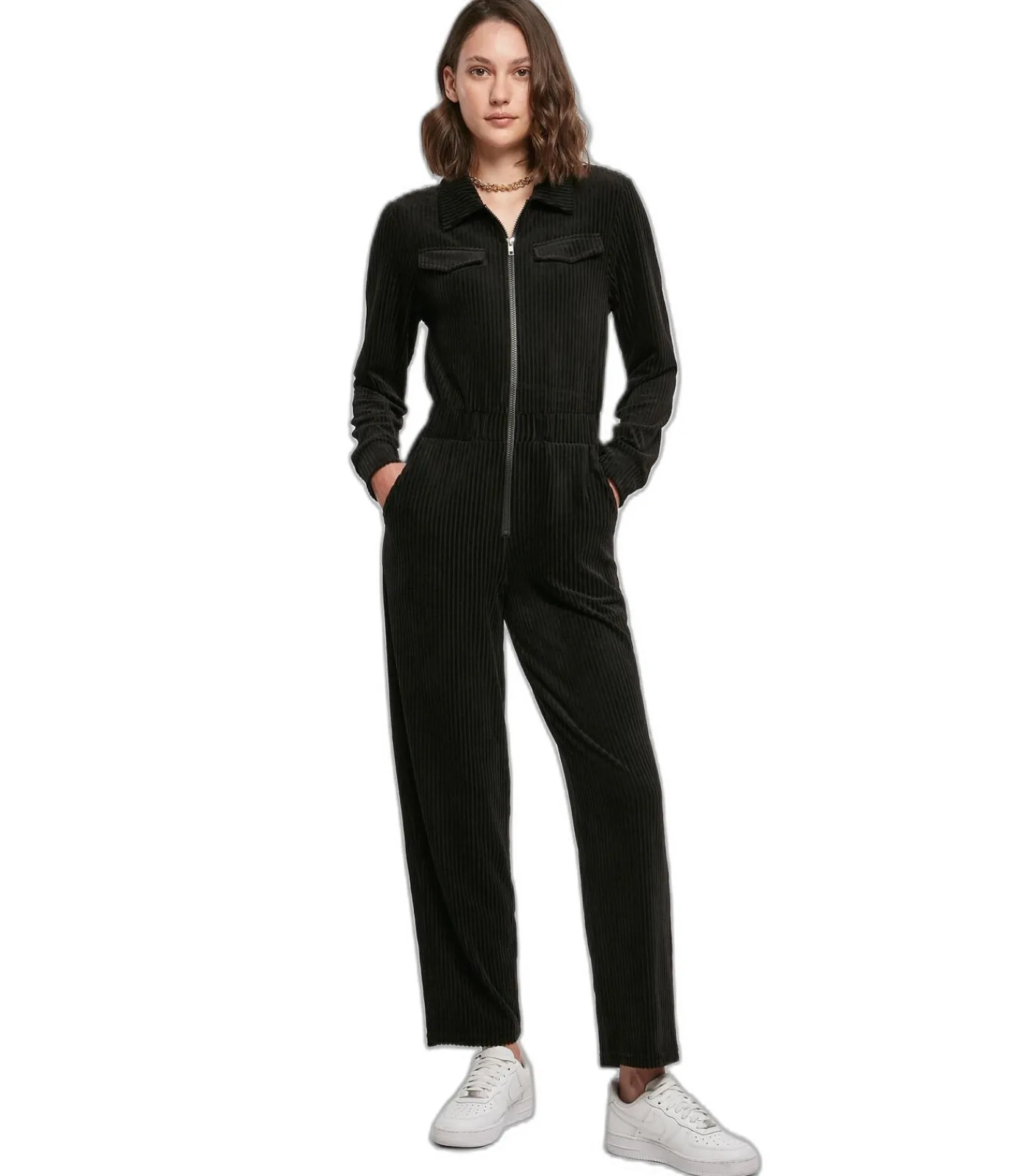 Urban Classics Damesjumpsuit in corduroy GT black
