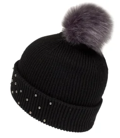 ISOTONER Damesmuts met parels Zwart black New